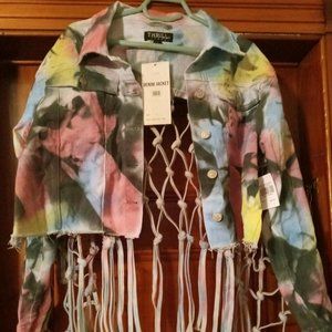 Tie dye knotted crop jacket. (Brand new, never worn)